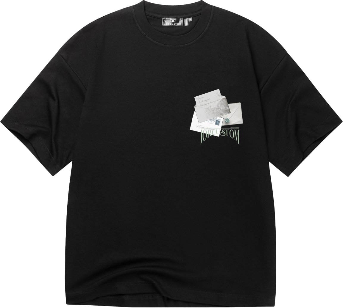 JORCUSTOM Letters Oversized T-Shirt Black Zwart