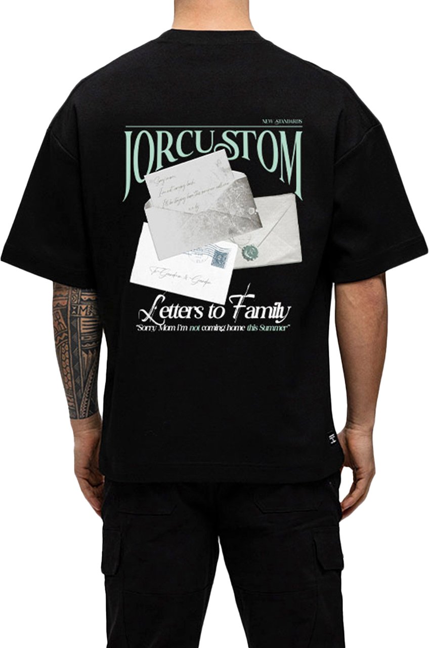 JORCUSTOM Letters Oversized T-Shirt Black Zwart