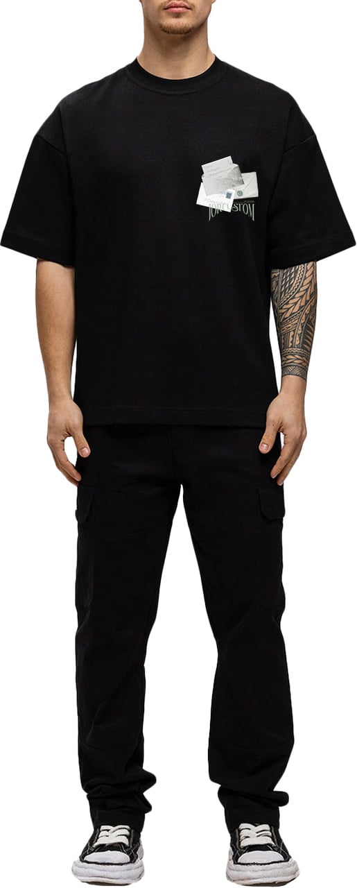 JORCUSTOM Letters Oversized T-Shirt Black Zwart