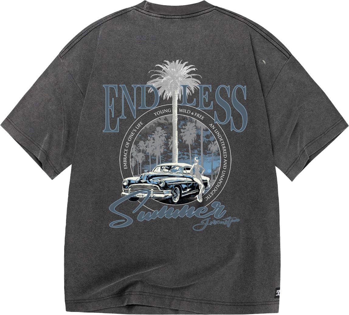 JORCUSTOM Endless Oversized T-Shirt AcidGrey Grijs