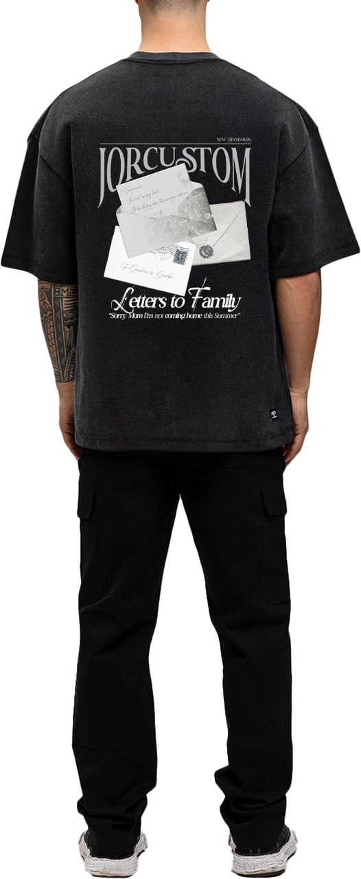 JORCUSTOM Letters Oversized T-Shirt AcidGrey Grijs