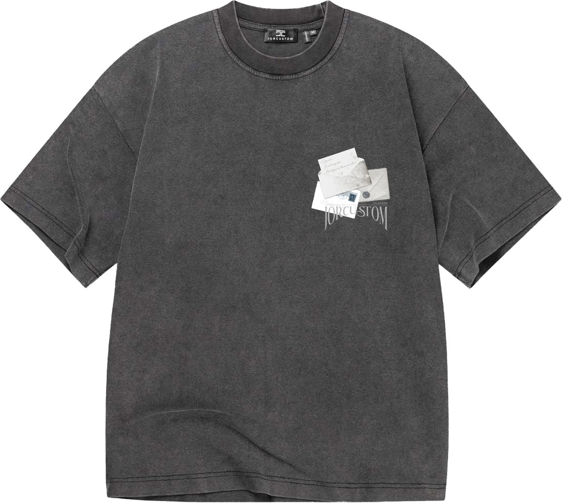 JORCUSTOM Letters Oversized T-Shirt AcidGrey Grijs