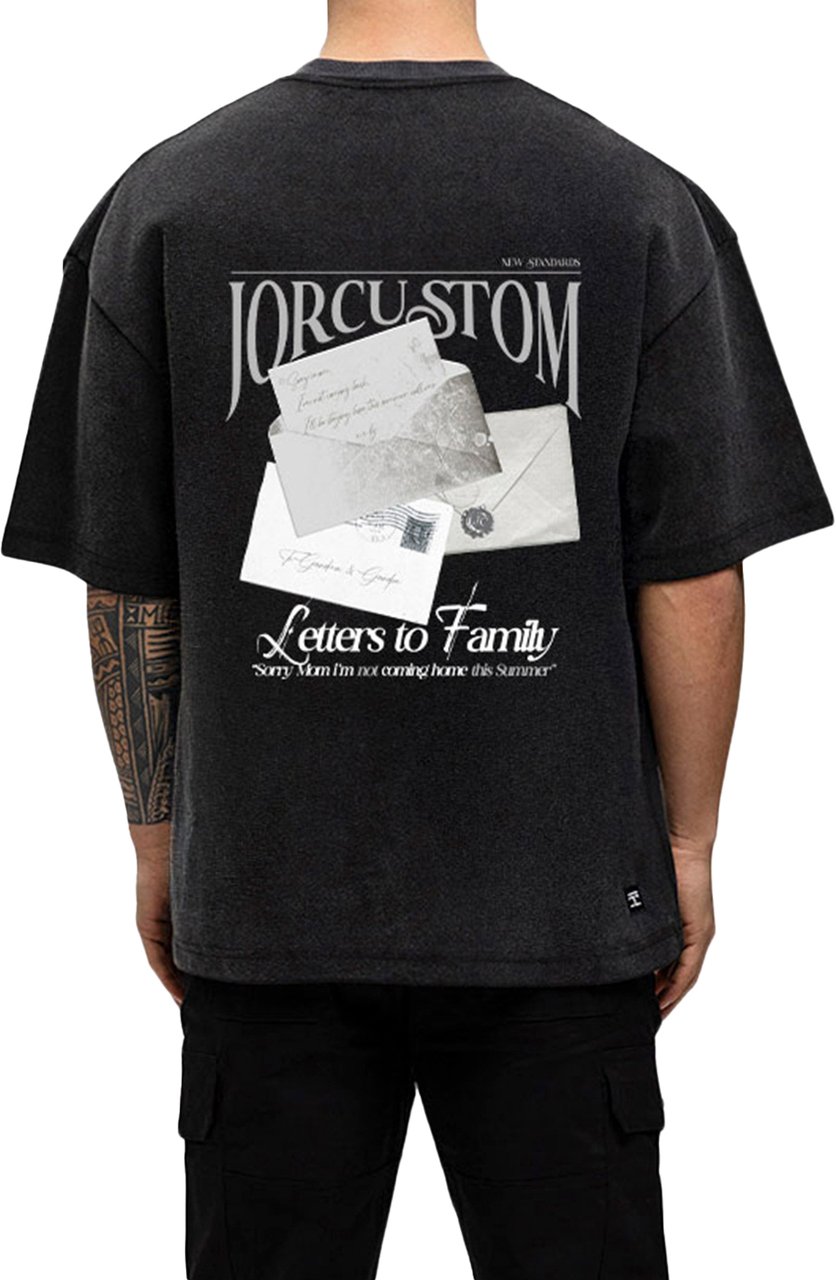 JORCUSTOM Letters Oversized T-Shirt AcidGrey Grijs