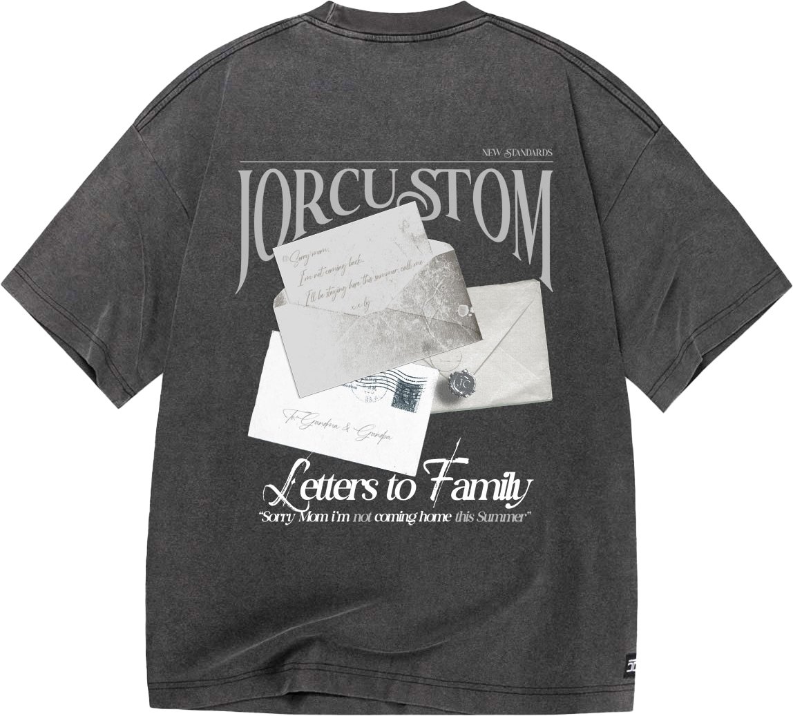 JORCUSTOM Letters Oversized T-Shirt AcidGrey Grijs