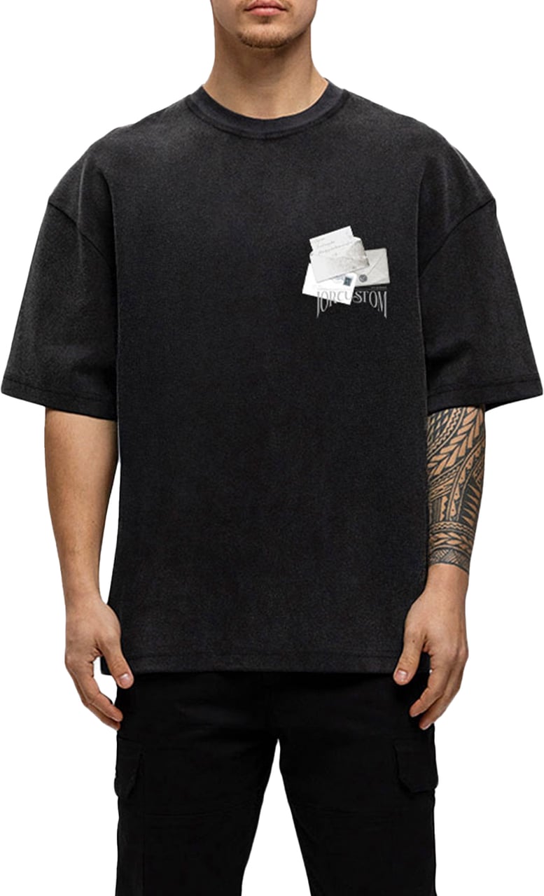 JORCUSTOM Letters Oversized T-Shirt AcidGrey Grijs