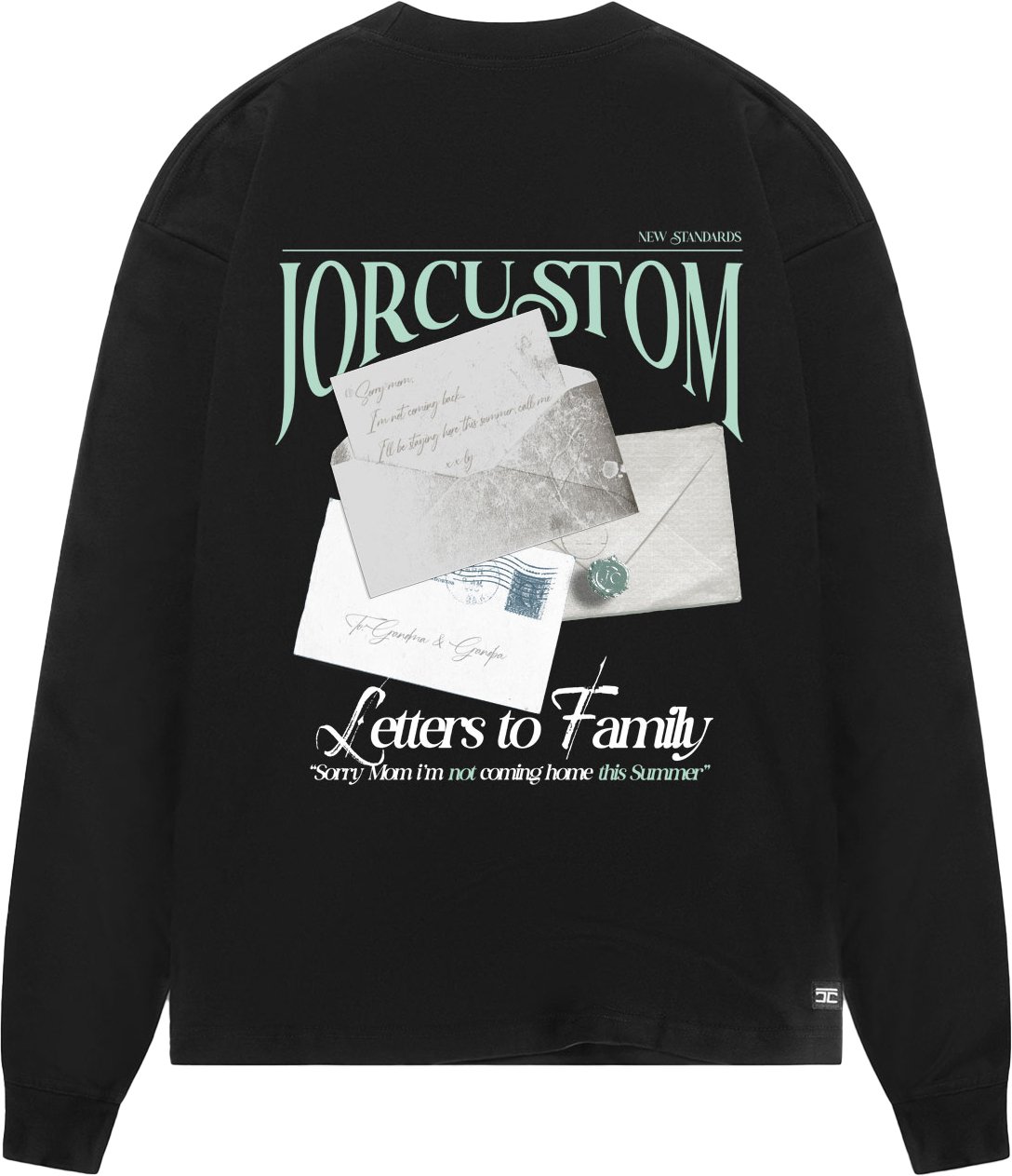 JORCUSTOM Letters Longsleeve T-Shirt Black Zwart