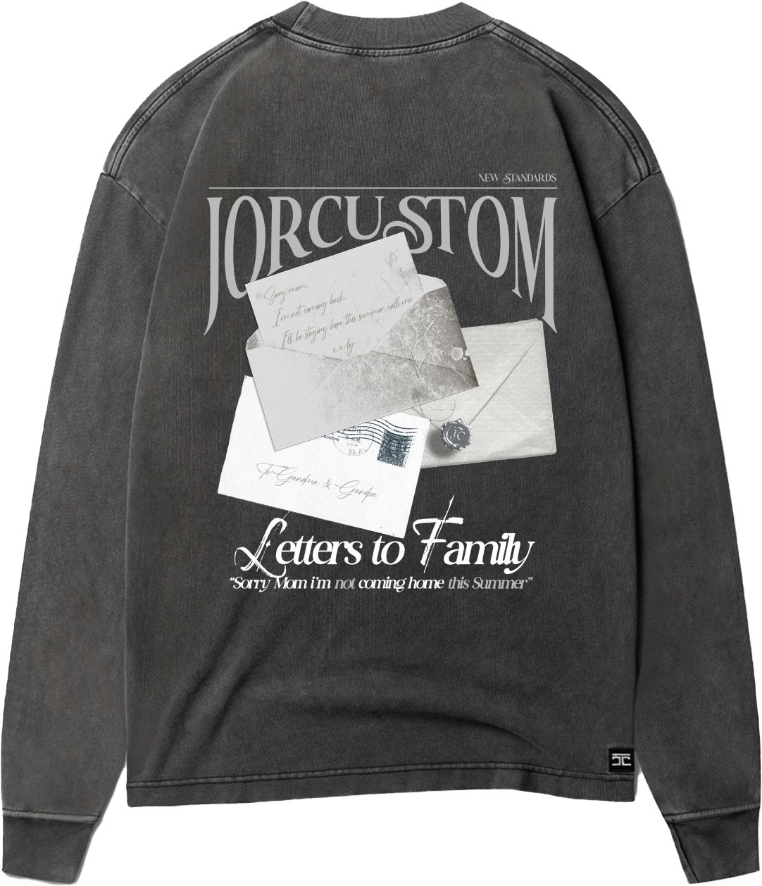 JORCUSTOM Letters Longsleeve T-Shirt AcidGrey Grijs