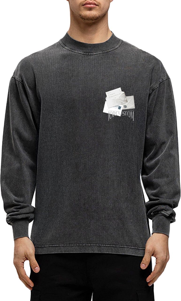 JORCUSTOM Letters Longsleeve T-Shirt AcidGrey Grijs