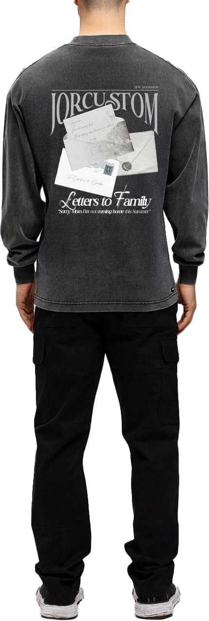 JORCUSTOM Letters Longsleeve T-Shirt AcidGrey Grijs