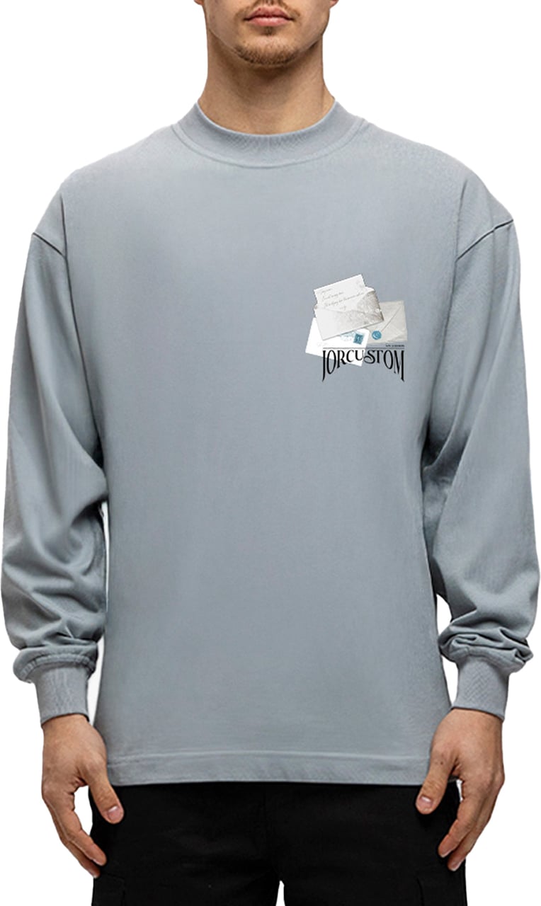 JORCUSTOM Letters Longsleeve T-Shirt AshBlue Blauw