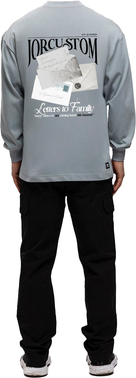 JORCUSTOM Letters Longsleeve T-Shirt AshBlue Blauw