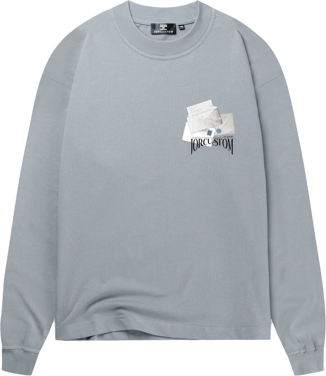 JORCUSTOM Letters Longsleeve T-Shirt AshBlue Blauw