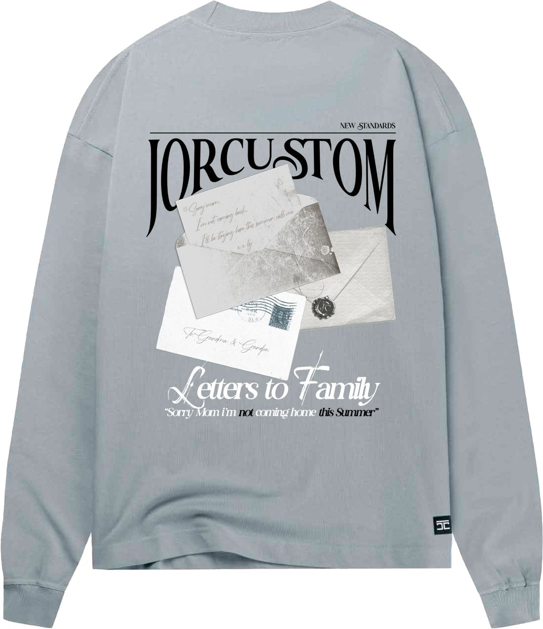 JORCUSTOM Letters Longsleeve T-Shirt AshBlue Blauw