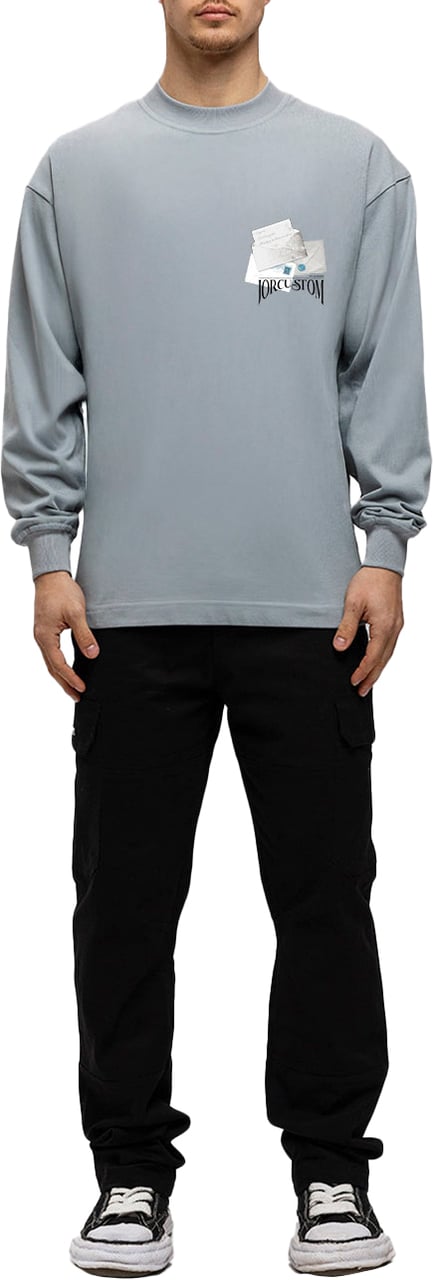 JORCUSTOM Letters Longsleeve T-Shirt AshBlue Blauw