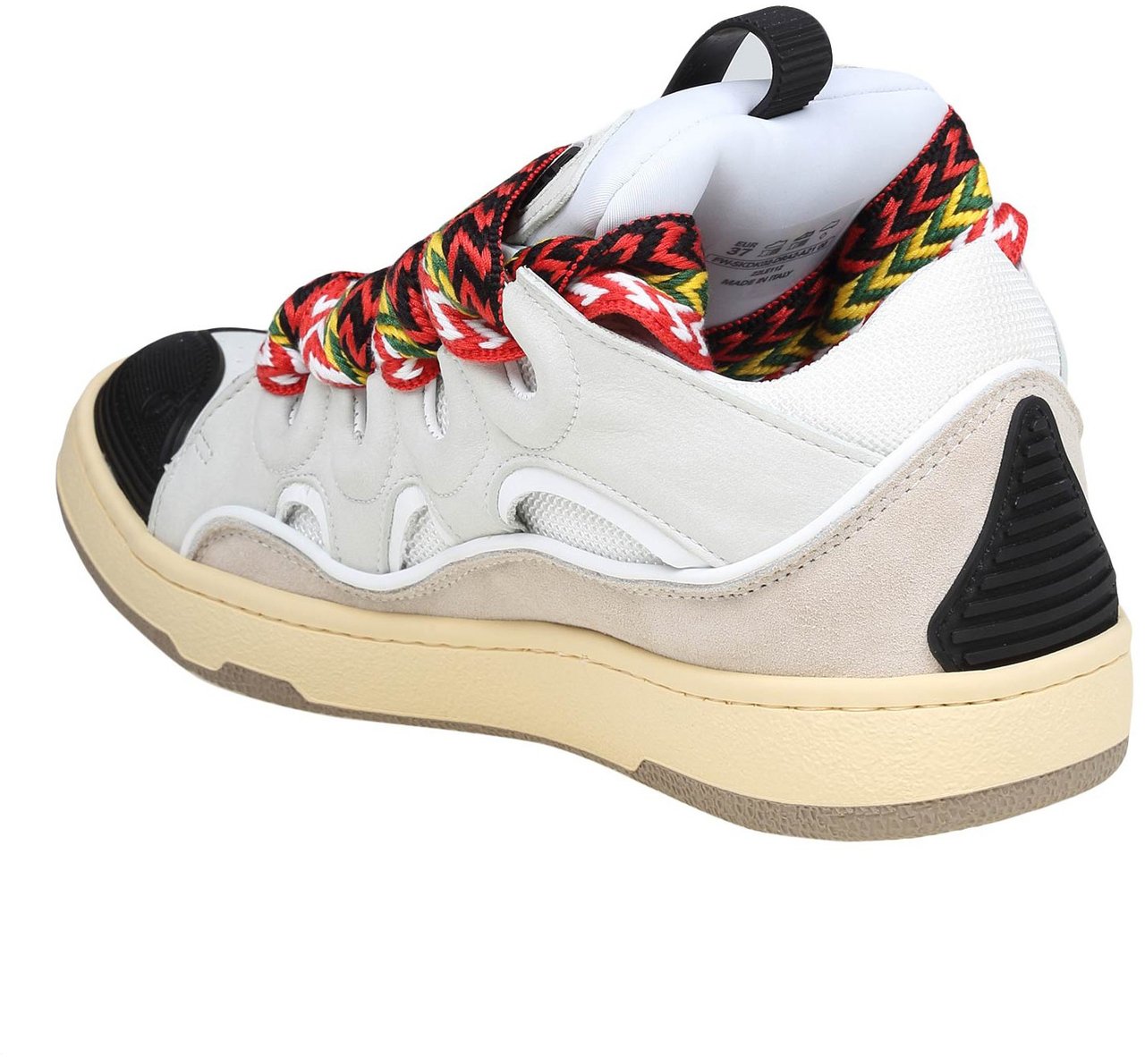 Lanvin Lanvin curb sneakers in leather and suede with multicolor laces Wit