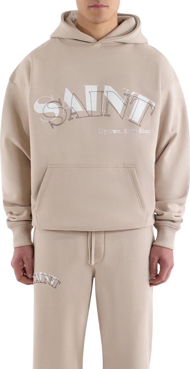 Saint Blanc Top Stitch Hoodie Beige