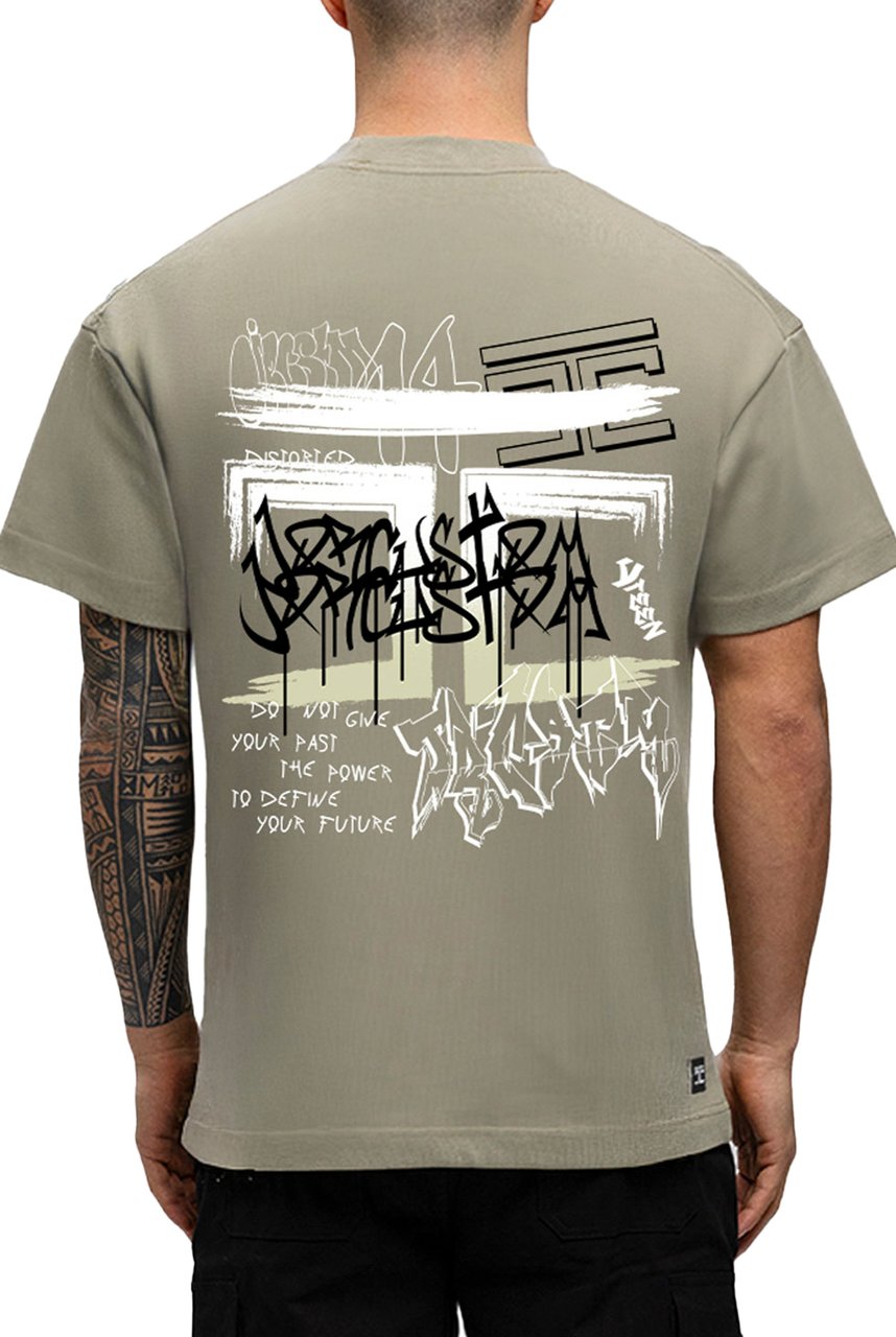 JORCUSTOM Graffiti Loose Fit T-Shirt Khaki Groen