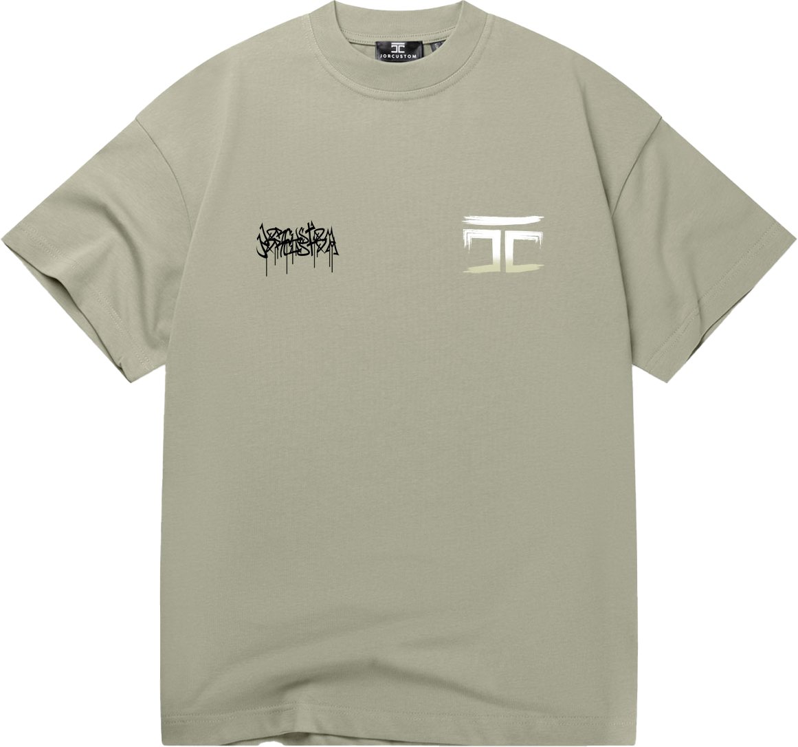 JORCUSTOM Graffiti Loose Fit T-Shirt Khaki Groen