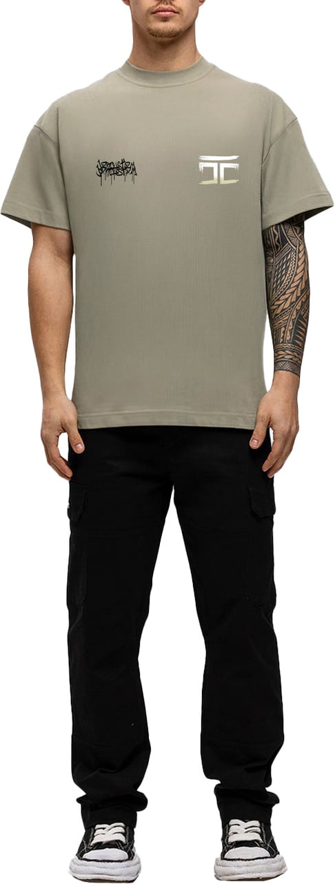JORCUSTOM Graffiti Loose Fit T-Shirt Khaki Groen