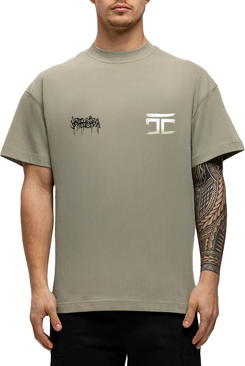 JORCUSTOM Graffiti Loose Fit T-Shirt Khaki Groen