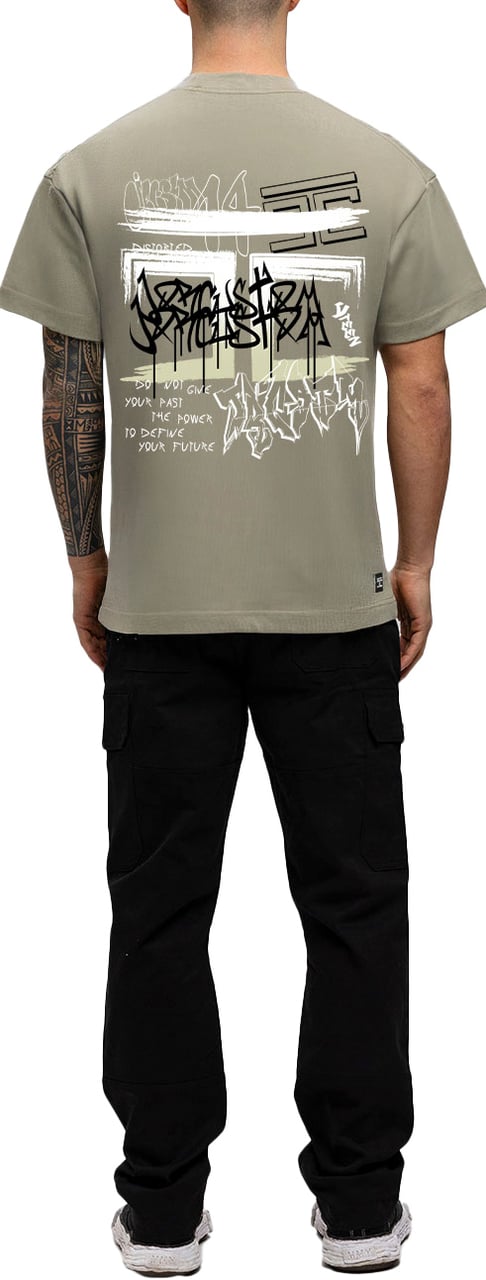 JORCUSTOM Graffiti Loose Fit T-Shirt Khaki Groen