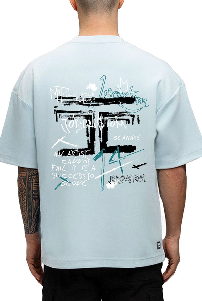 JORCUSTOM Artist Oversized T-Shirt Blue Blauw
