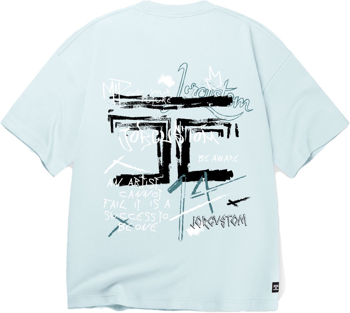 JORCUSTOM Artist Oversized T-Shirt Blue Blauw