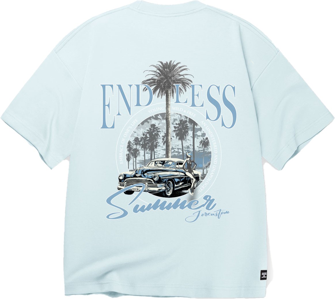 JORCUSTOM Endless Oversized T-Shirt Blue Blauw