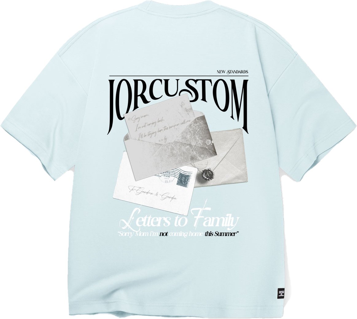 JORCUSTOM Letters Oversized T-Shirt Blue Blauw