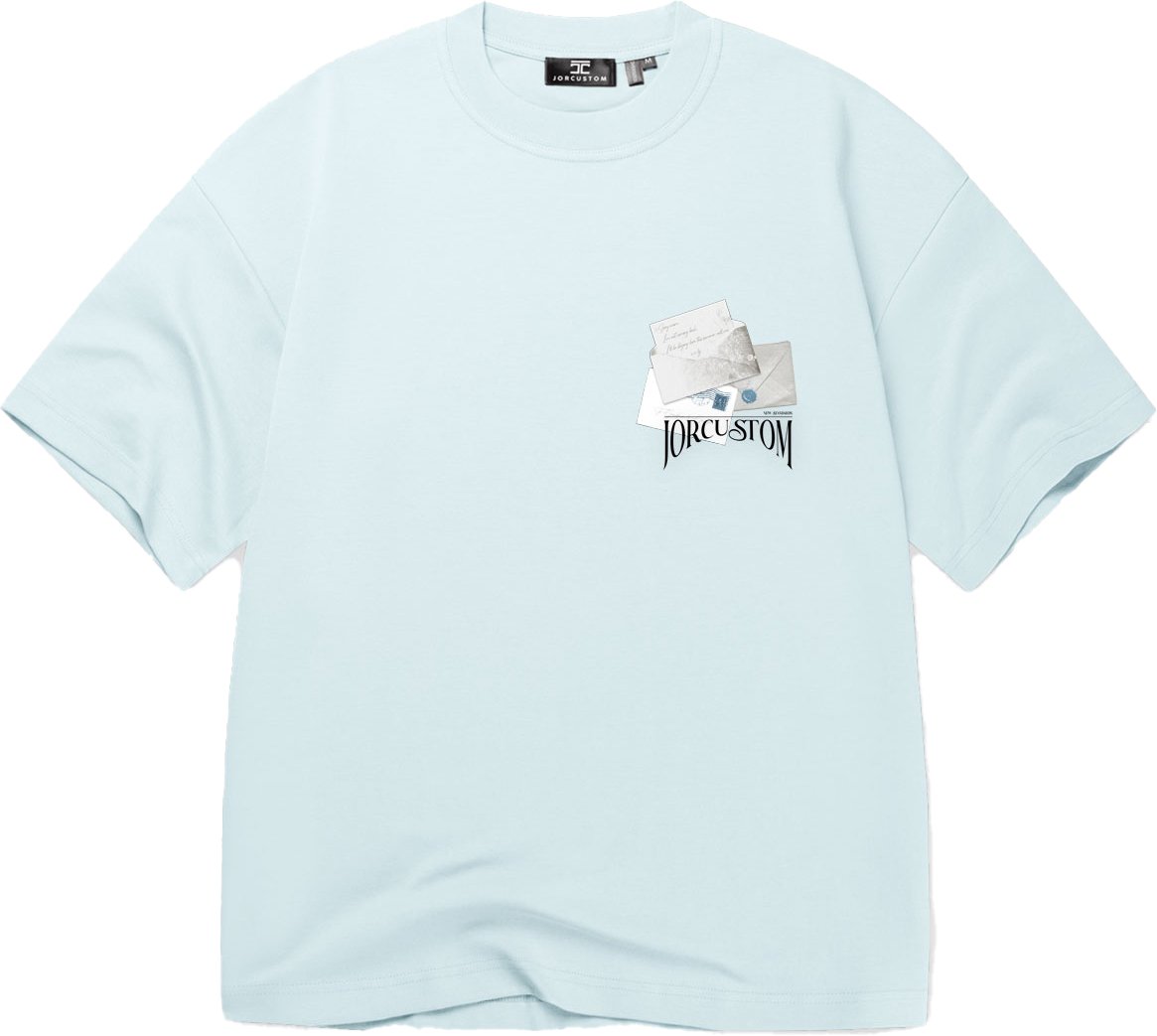 JORCUSTOM Letters Oversized T-Shirt Blue Blauw