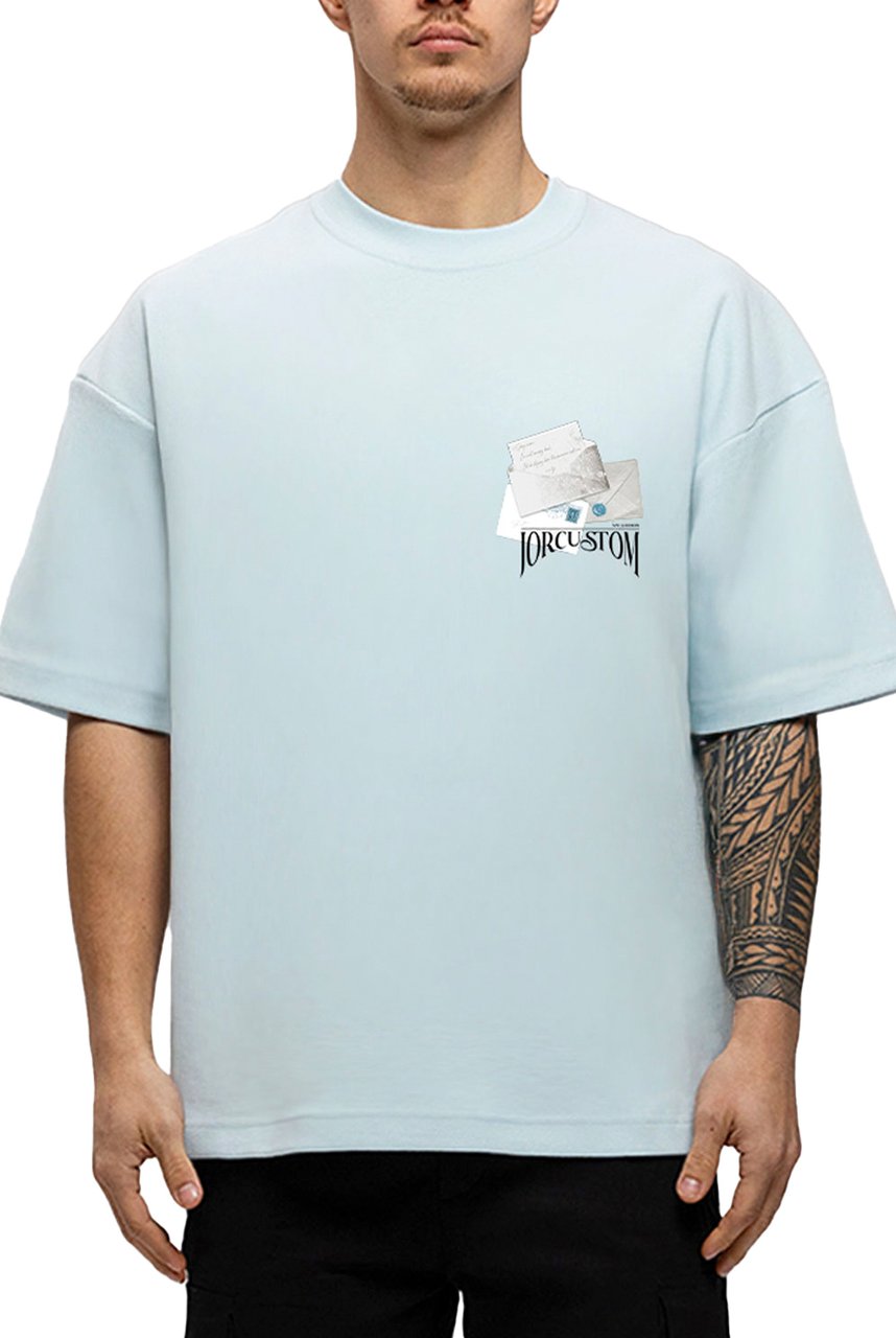 JORCUSTOM Letters Oversized T-Shirt Blue Blauw