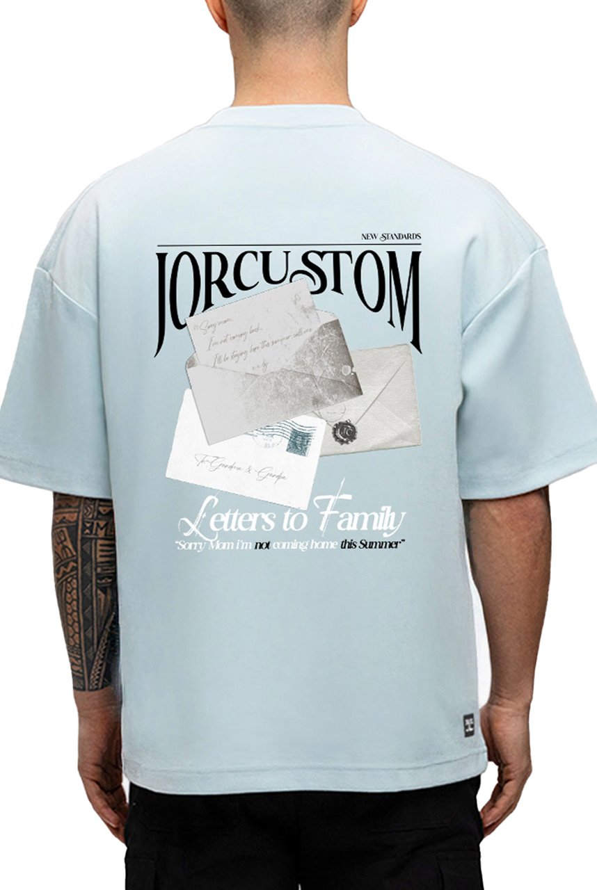 JORCUSTOM Letters Oversized T-Shirt Blue Blauw