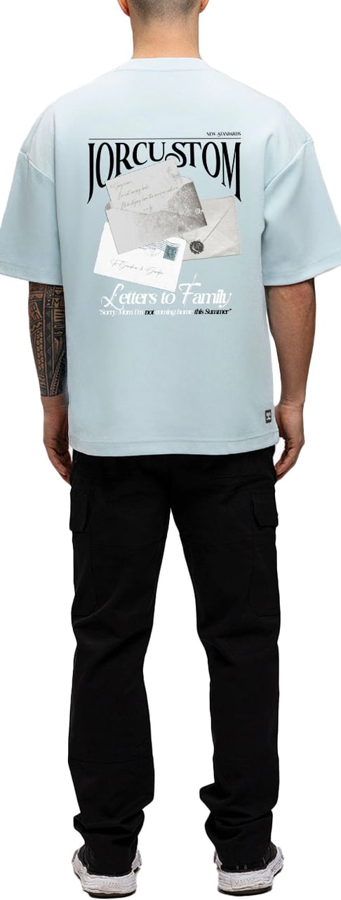 JORCUSTOM Letters Oversized T-Shirt Blue Blauw