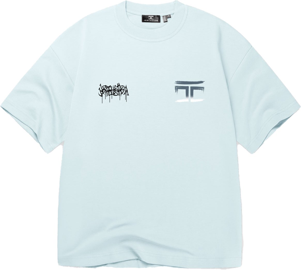 JORCUSTOM Graffiti Oversized T-Shirt Blue Blauw