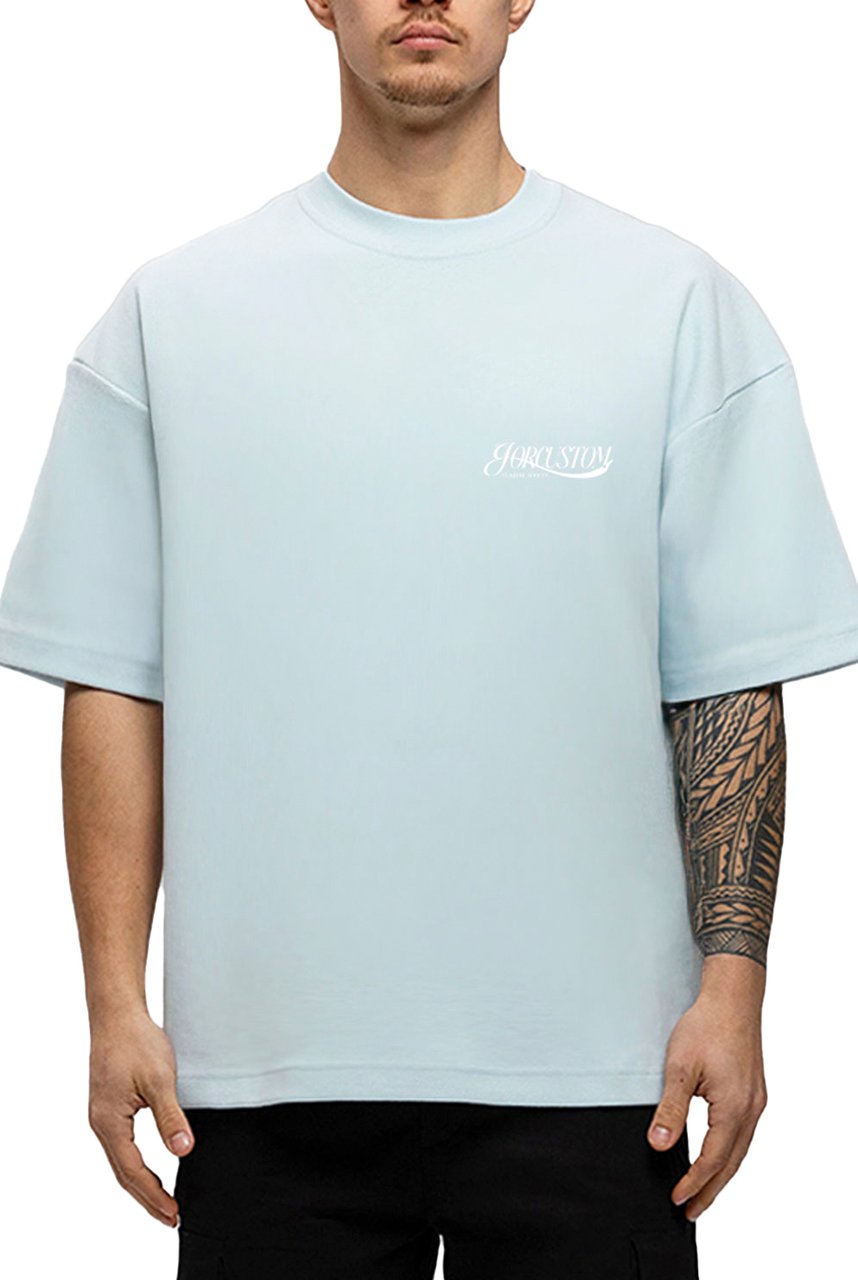 JORCUSTOM Script Oversized T-Shirt Blue Blauw