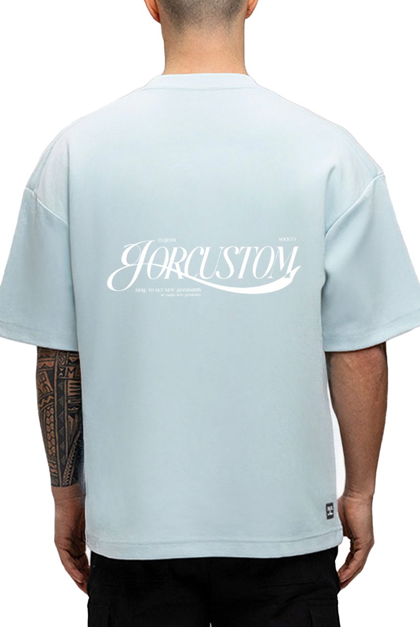 JORCUSTOM Script Oversized T-Shirt Blue Blauw