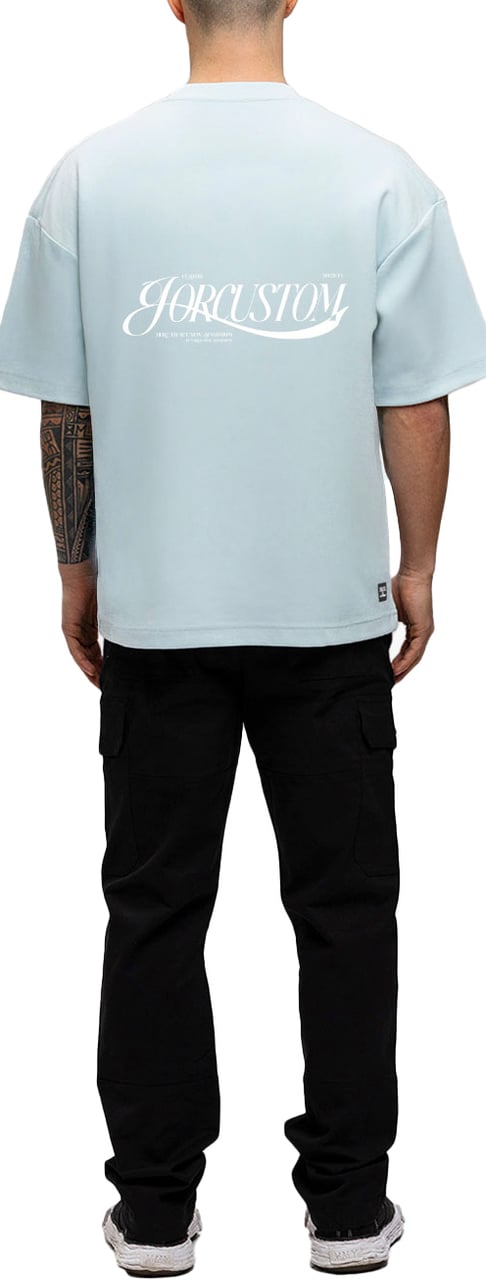 JORCUSTOM Script Oversized T-Shirt Blue Blauw