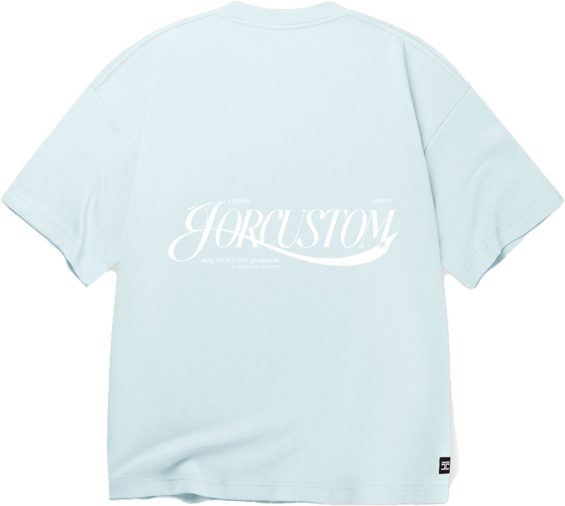 JORCUSTOM Script Oversized T-Shirt Blue Blauw