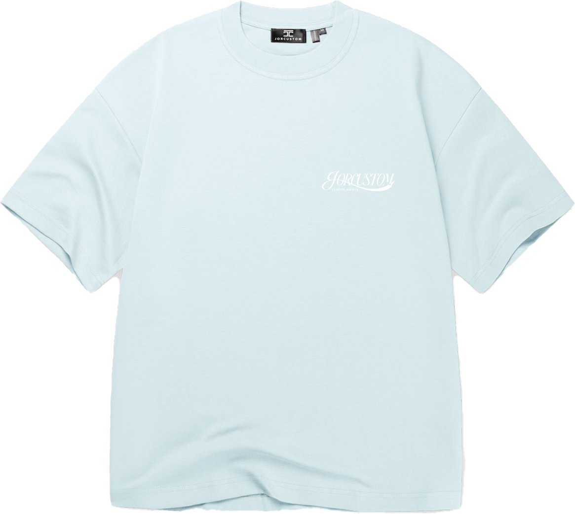 JORCUSTOM Script Oversized T-Shirt Blue Blauw