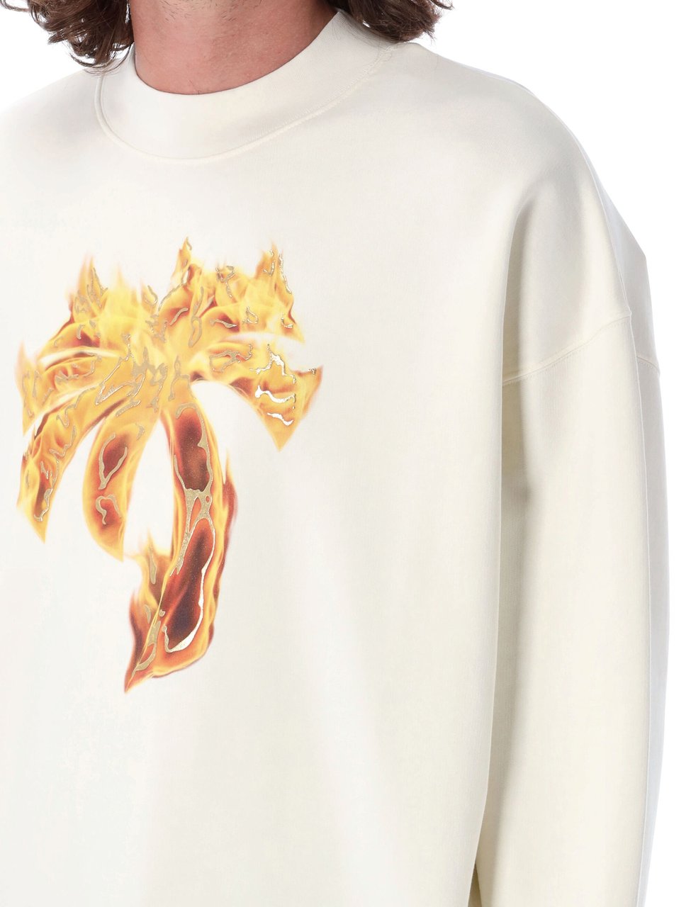 Palm Angels Crew neck burning palm t-shirt Wit