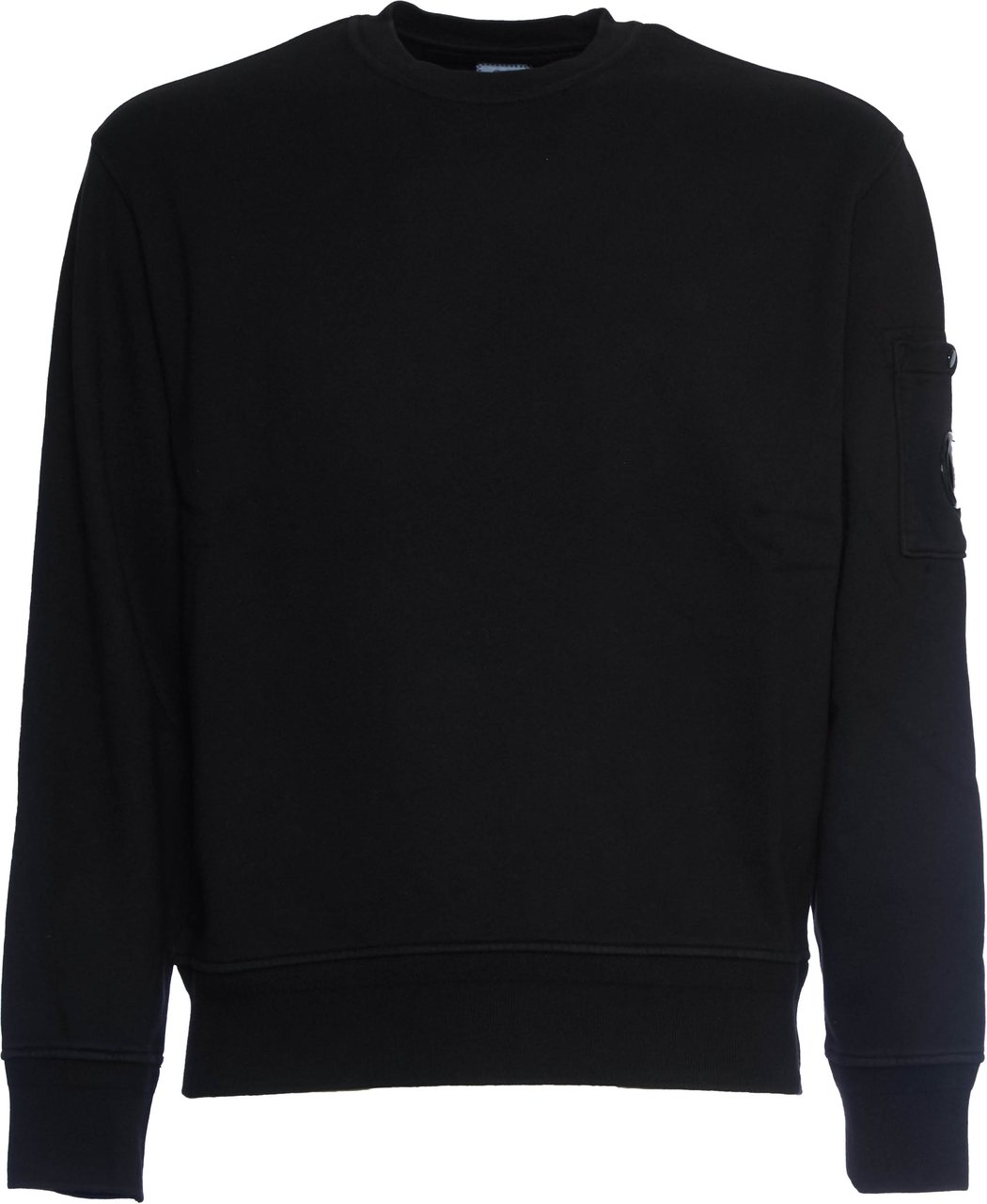 CP Company Cotton Diagonal Fleece Crew Neck Sweatshirt Zwart