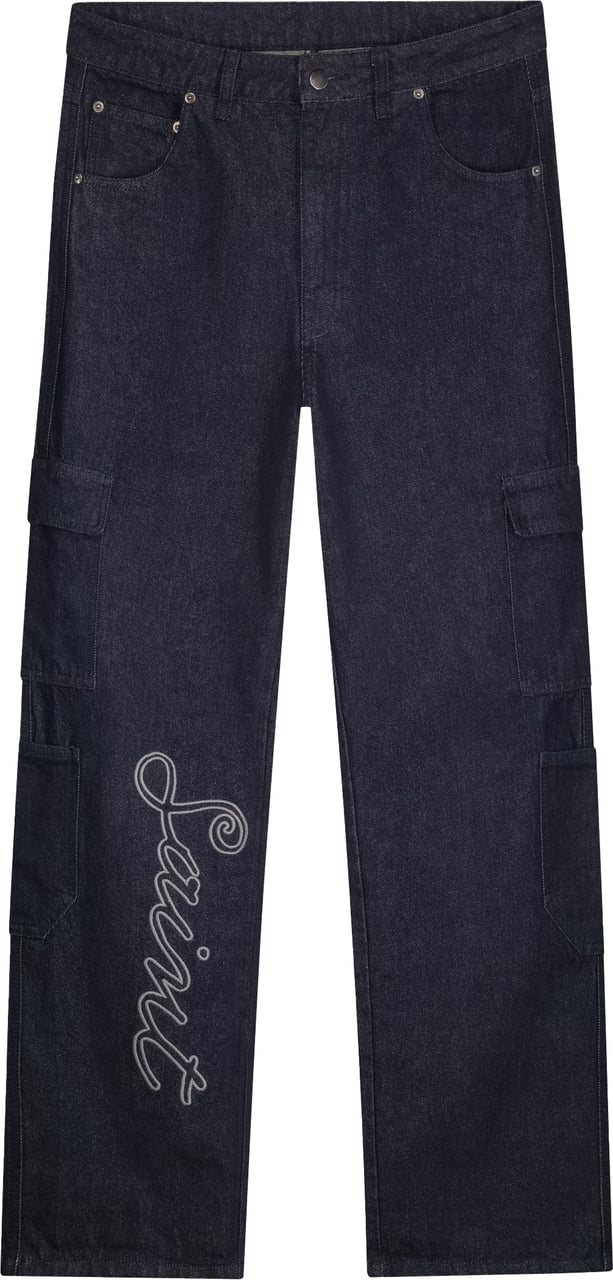 Saint Blanc Multi Pocket Script Jeans Blauw