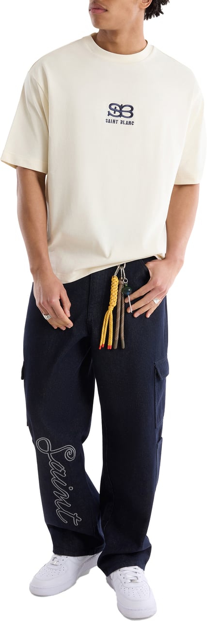 Saint Blanc Multi Pocket Script Jeans Blauw