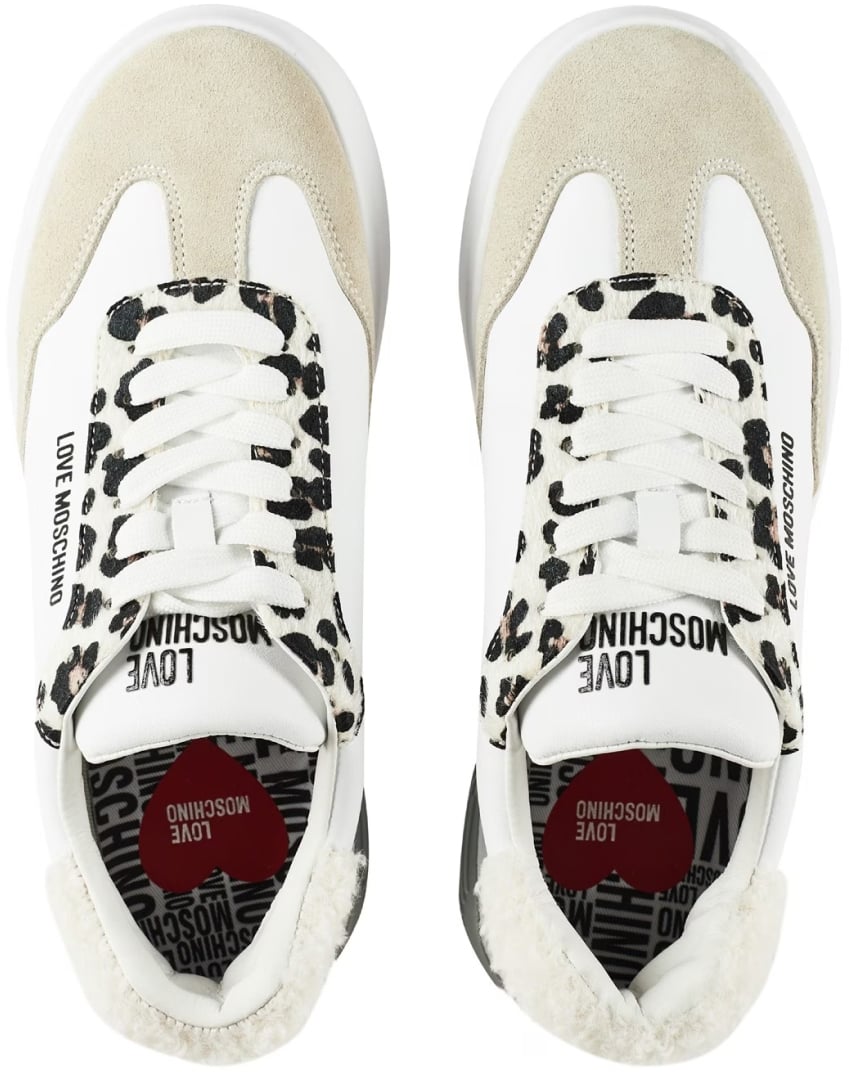 Moschino Leopard Detail Chunky Sneakers Wit