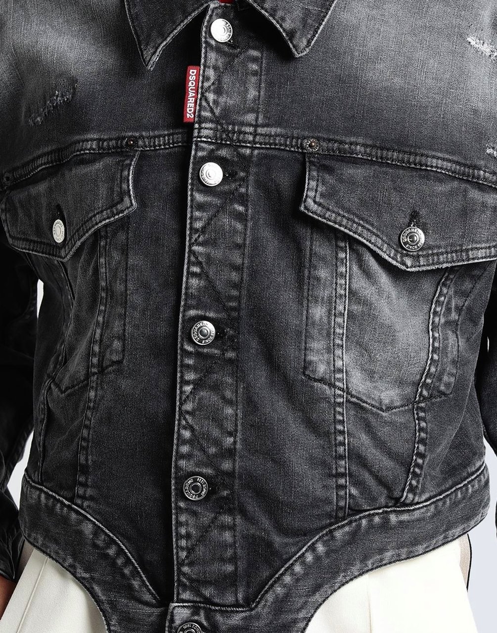 Dsquared2 Raw Cut Jean Denim Jacket Zwart