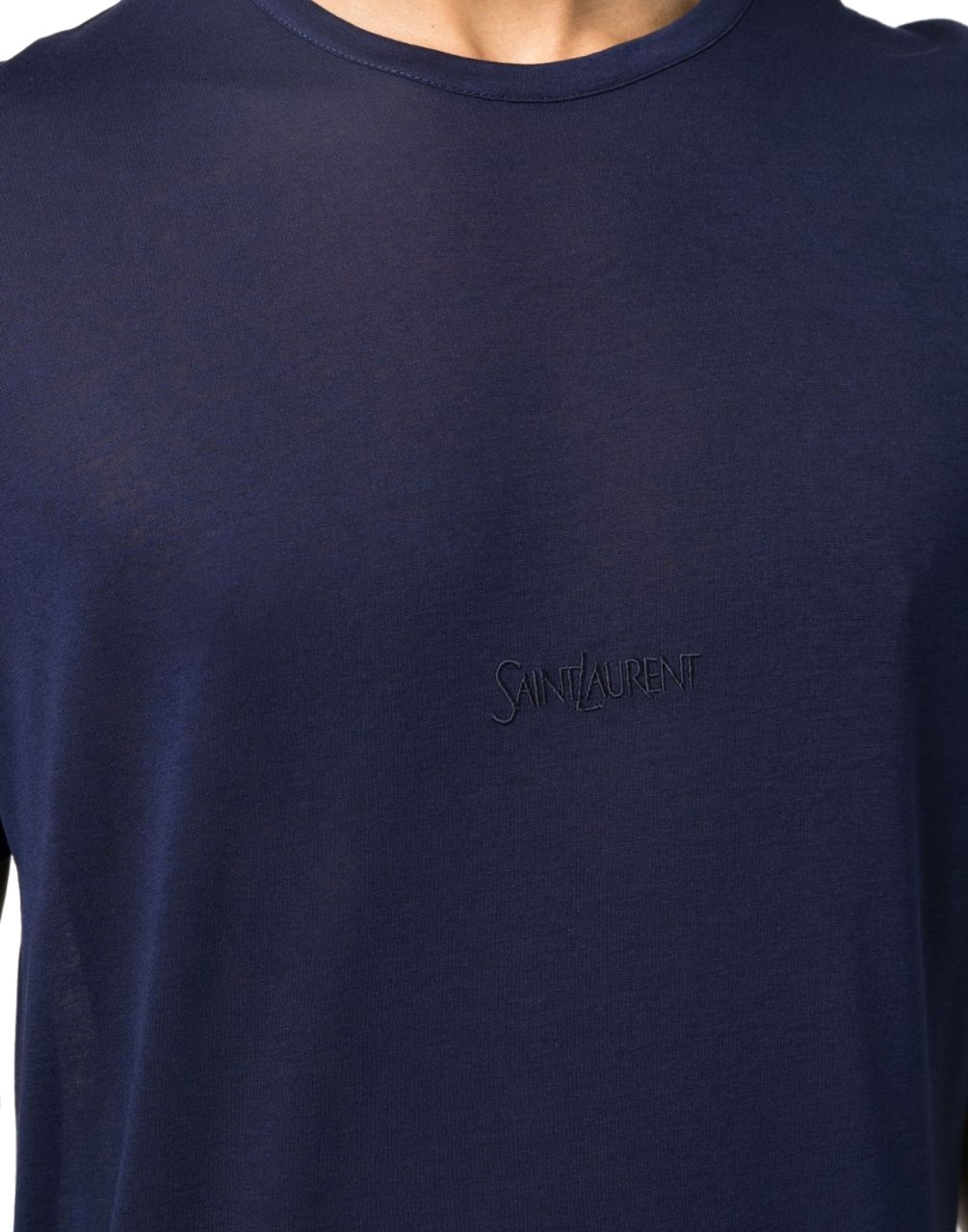 Saint Laurent Embroidered Logo T-shirt Blauw