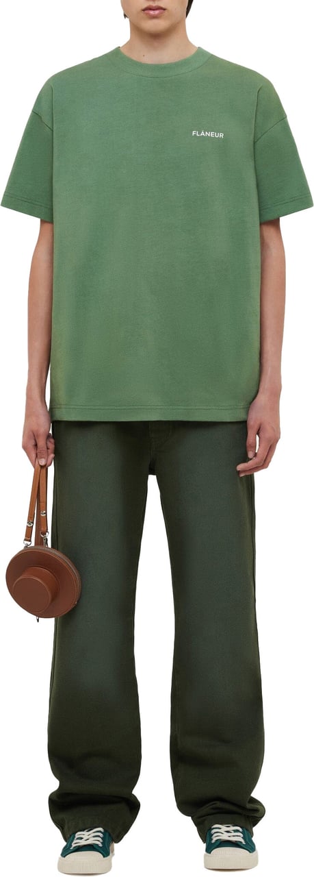 FLÂNEUR Flâneur T-shirt Groen Logo Khaki Groen