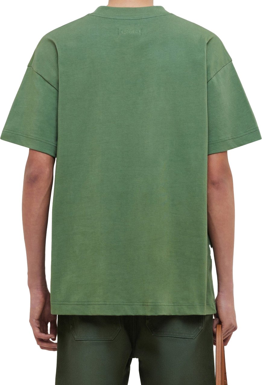 FLÂNEUR Flâneur T-shirt Groen Logo Khaki Groen