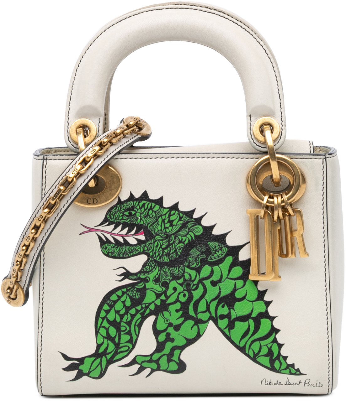 Dior Limited Edition Niki De Saint Phalle Mini Calfskin Dragon Lady Dior Wit