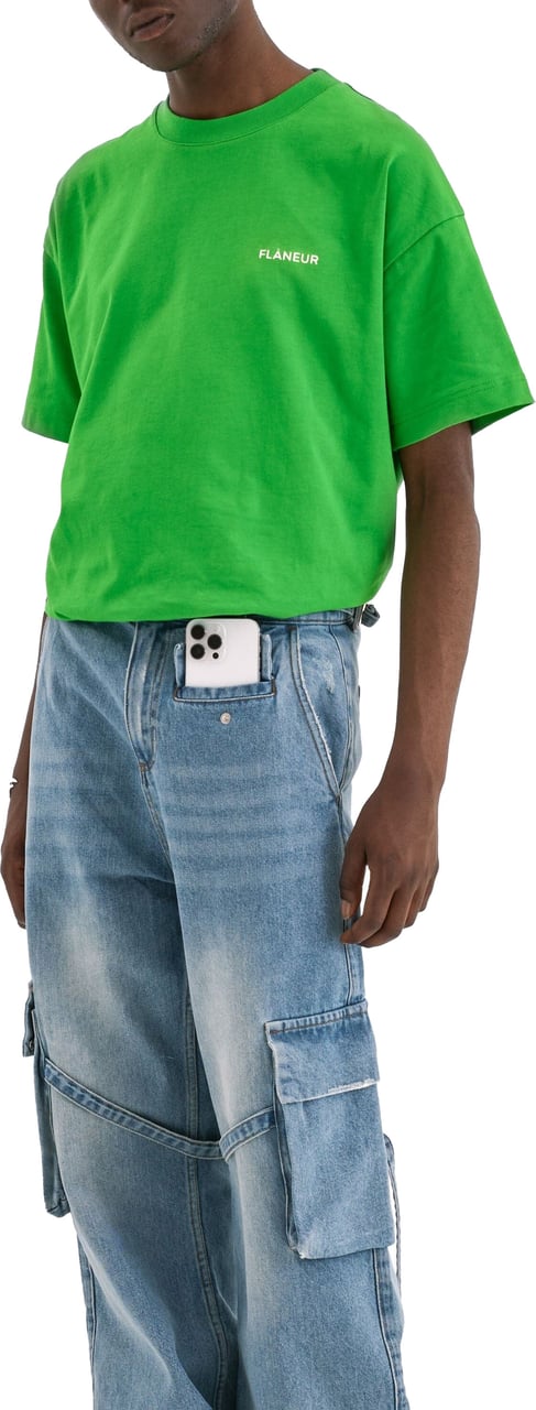 FLÂNEUR Phone Pocket Cargo Pants | Light Blue Denim Blauw